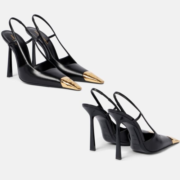 Saint Laurent Shoes - SAINT LAURENT JEANNE SLINGBACK PUMPS IN SMOOTH LEATHER SIZE 37 NIB